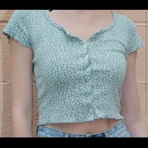 Brandy Melville zelly foral green top
